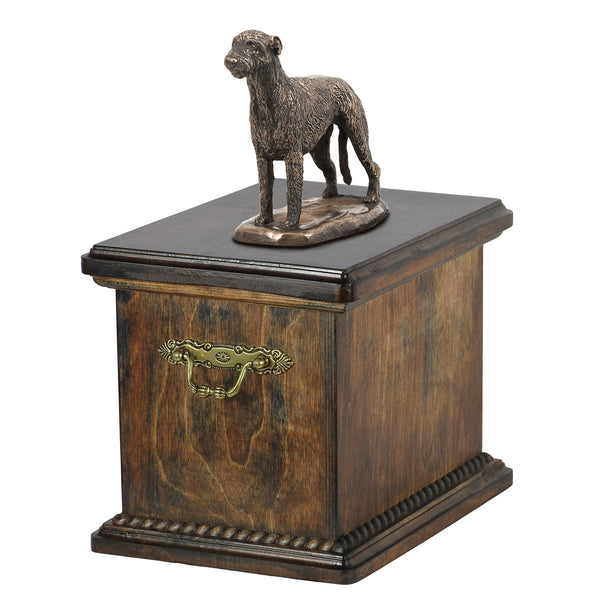 Solid Wood Casket Irish Wolfhound Dog Urn for Dog's ashes,with Dog