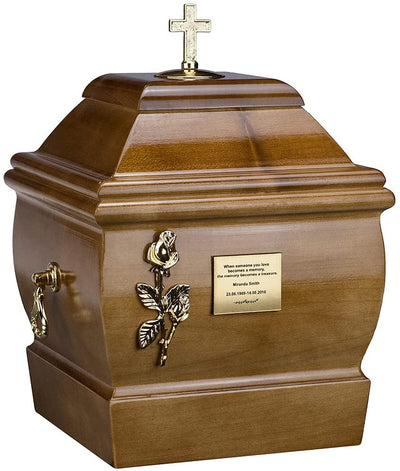 Solid Wood Casket  Funeral Ashes Urn for Adult Cremation Urn  Memorial (Wu47CB)