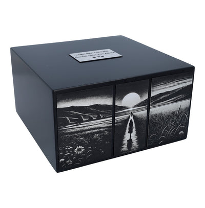 Black wooden personalized urn Triptych urn for human ashes Personalise box