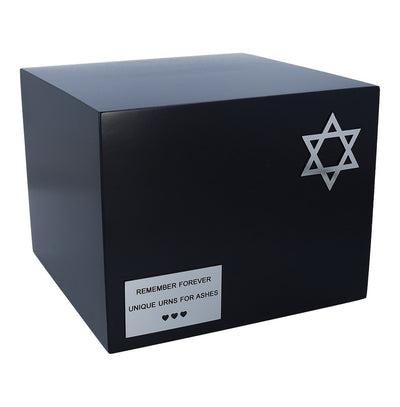 Black wooden urn with Star of David