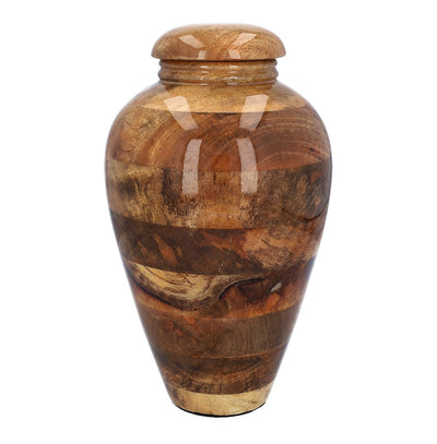 Cheap wood medium urn, mango cremation urn, Grade "B" (Mango Medium D-0)