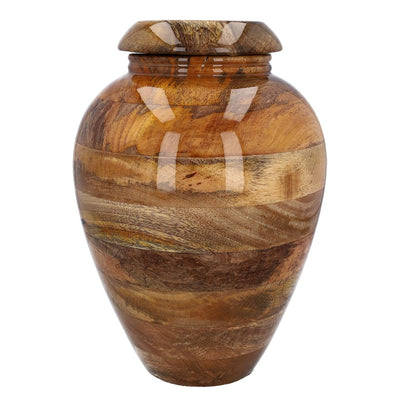 Mango wooden burial urn adult size, Grade "B"  (WU50L D-04)