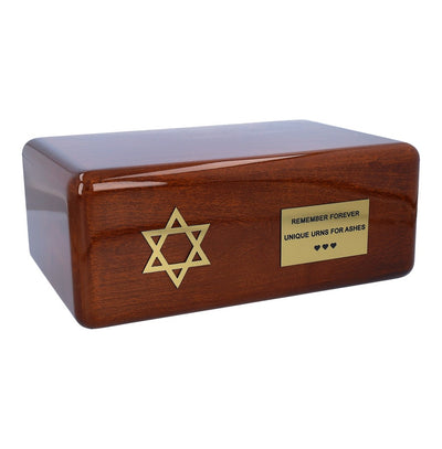 Wooden Jewish urn for ashes Urn with Star of David  Dignified memorial for ashes Wood urn for Jewish