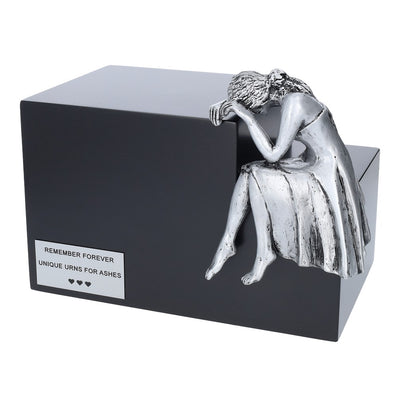 Unique Artistic Urn Nostalgia Adult Cremation Urn for ashes Modern Urn (Art13B Black)