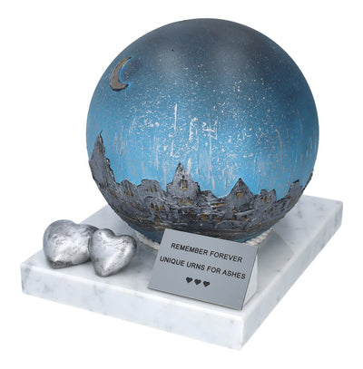 City At Night' - Artistic Stainless-Steel Urn For Ashes, Decorative Cremation Urn, Hand-painted Unique Urn