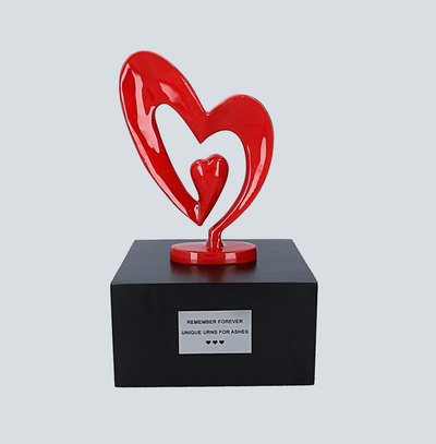 Unique Artistic Cremation Urn Red Heart  Funeral Urn For Adult - Sculpture Urn .