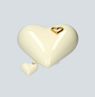 Unique Heart shaped Ceramic keepsake Cremation urn for ashes. Unique memorial funeral ashes Urn (RC3A)