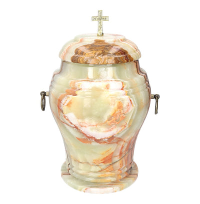 Beautiful natural Stone Onyx Urn with Rose  Unique Human Cremation Urn (2MG)