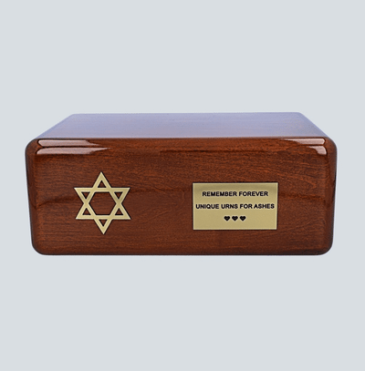 Wooden Jewish urn for ashes Urn with Star of David  Dignified memorial for ashes Wood urn for Jewish