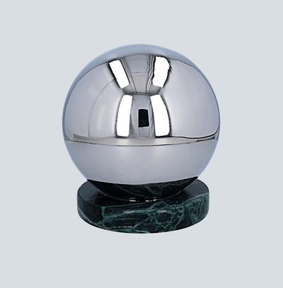 One-of-a-kind  premium Stainless Steel  Outdoor Cremation Urn for ashes .Unique URN designed in the shape of a sphere .