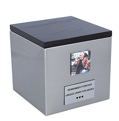 Adult Urn Box For Ashes With Photo Stainless Steel Cremation Urn
