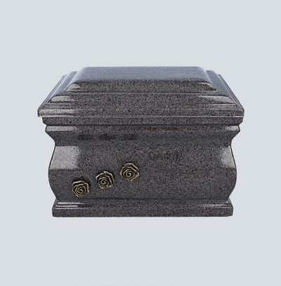 Granite/Composite  Casket Cremation Ashes Urn For Adult With Brass Roses (UK88BR)