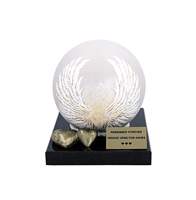 Cremation urn with angel wings Artistic urn for human ashes Personalise urn