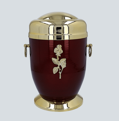 Beautiful Burgundy Metal Cremation Urn for Ashes - Funeral Urn For Adult