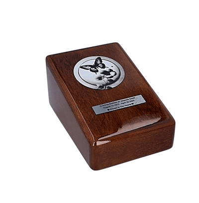 Wooden urn with a butterfly Unique memorial urn