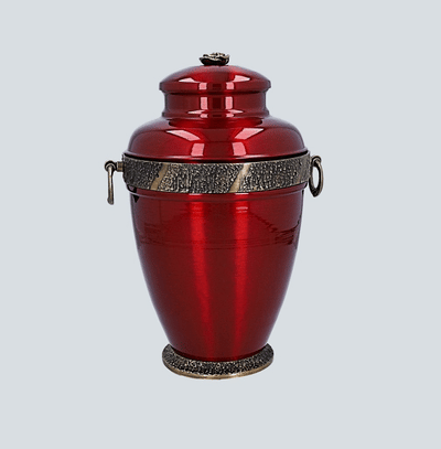 Beautiful Red Metal Cremation Urn  Funeral Urn For Adult Ashes (M28R)