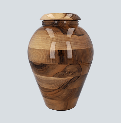 Walnut wood urn for ashes, adult size "Grade B" (IW2 LARGE D-01)