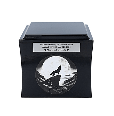 Urn With Wolf Cremaion Urn With Engraved Lone Wolf