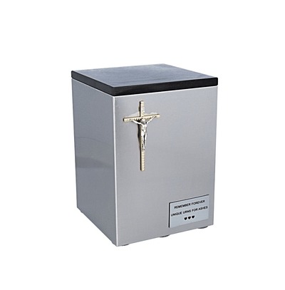 Container suitable  for a capsule from crematorium, stainless-steel urn