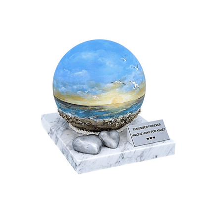 Funeral Urn with Beach Motif Artistic creamtion urn for ashes