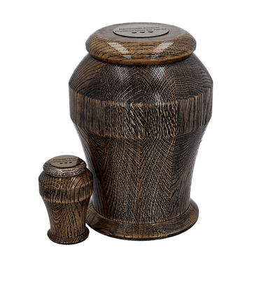 Premium Gold Wooden Urn For Human Ashes With Keepske Set