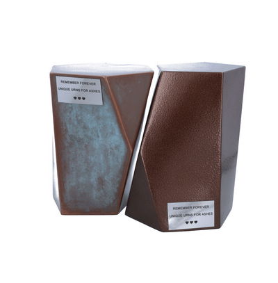 Modern metal urn for ashes Set of two premium urns for ashes Skutoid urns