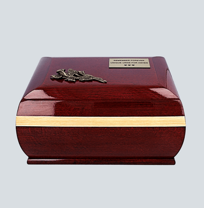 Solid Wood Casket with Brass Calla Lily.Funeral Urn For Ashes.Adult Urn (WU13)