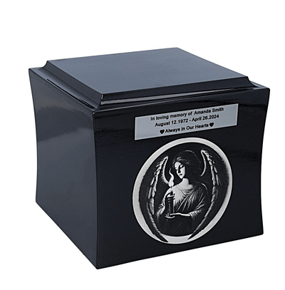 Angel cremation urn for ashes Memorial urn with engraved angel Personalize urn