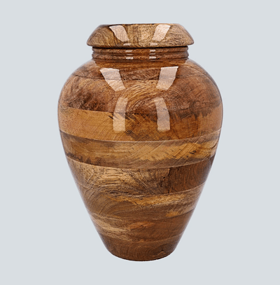 Mango wood funeral urn, Grade "B"  (WU50L D-03)