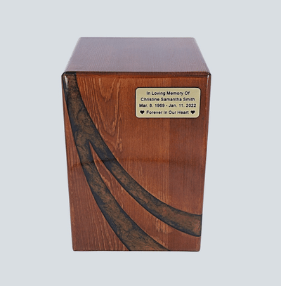 Wood and resin urn for human ashes Modern design wooden cremation urn
