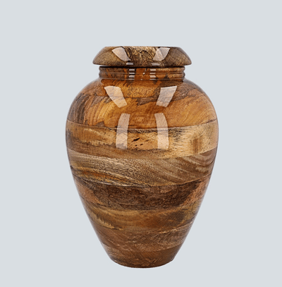 Mango wooden burial urn adult size, Grade "B"  (WU50L D-04)