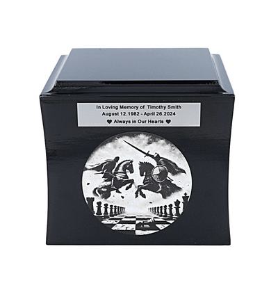 Chess urn for ashes Theme cremation urn with engraved chess Personalise urn