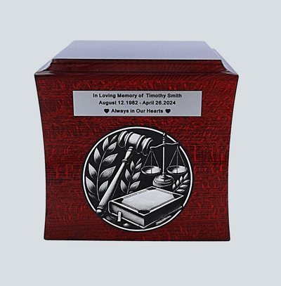 Wooden Themed Urn for a Lawyer, Judge or Patron