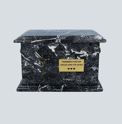 Stone Casket Natural Black Onyx Cremation Ashes Urn For Adult (ST10)