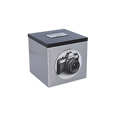 Urn for a photographer Theme cremation urn with a camera