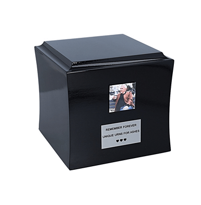 Black Wooden Urn With Photograph Of The Deceased Premium Wood Box