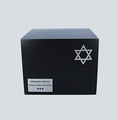 Black wooden urn with Star of David