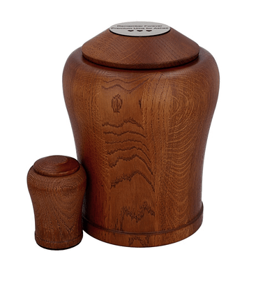 Premium Dark Brown Oak Wooden Cremation Urn for Adult Ashes with Keepsake