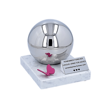 Memorial urn for baby Sphere cremation urn with engraved text Solid child size urn