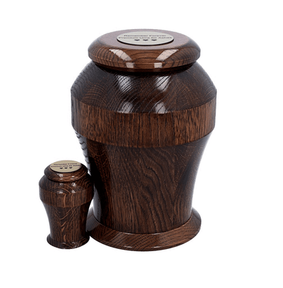 Premium Solid Oak Wooden Cremation Urn for Adult Ashes with Keepsake Urn