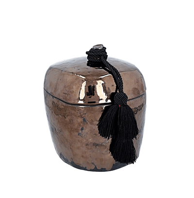 Gold ceramic urn for ashes Unique handmade cremation urn