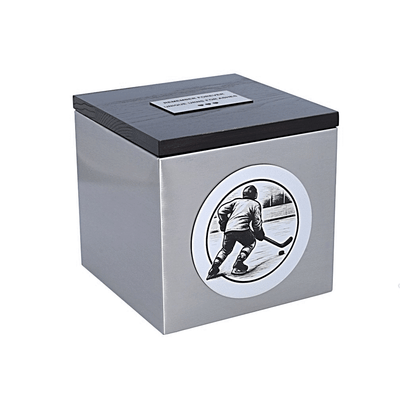 Hockey theme urn. Cremaion urn for a hockey player or for fan