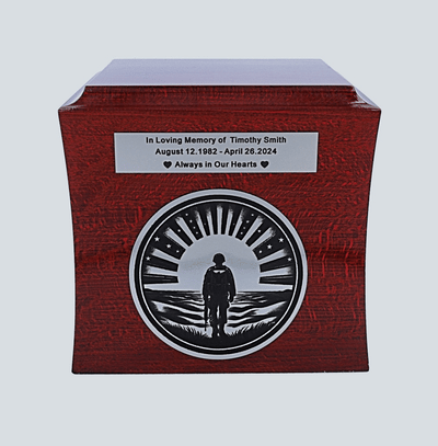 Soldier urn for ashes Military theme cremation urn for human ashes Unique decorative personalized urn Modern wooden urn with own text