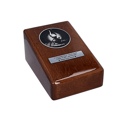 Cremation urn with oil lamp Symbolic urn with light