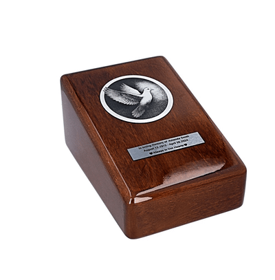 Memorial urn with a dove Unique memorial urn