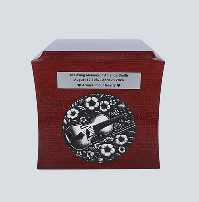 Cremation urn with violin