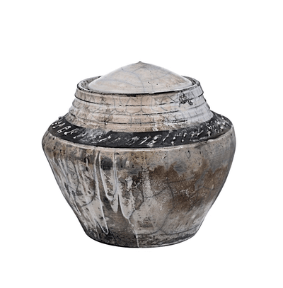 Rustic crematin urn Medium size ceramic funeral urn