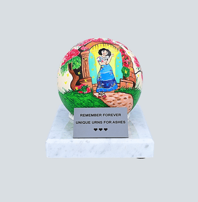 Girl in the garden, hand-painted child urn Personalized cremation urn for child