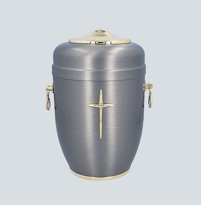 Beautiful Silver  Metal Cremation Urn for Ashes with Rose Adult Cremation Urn (M65)