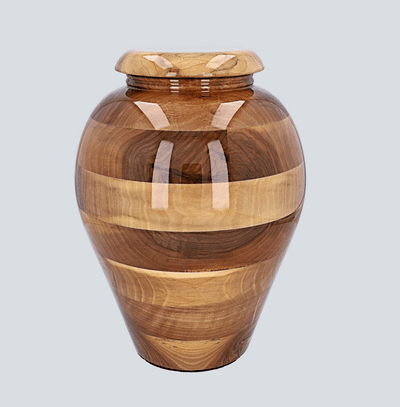Walnut wood urn for ashes, adult size "Grade B" (IW2 LARGE D-02)